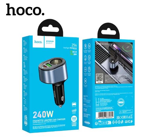 Cốc sạc ô tô có bật lửa Hoco Z56 PD35w+QC3.0