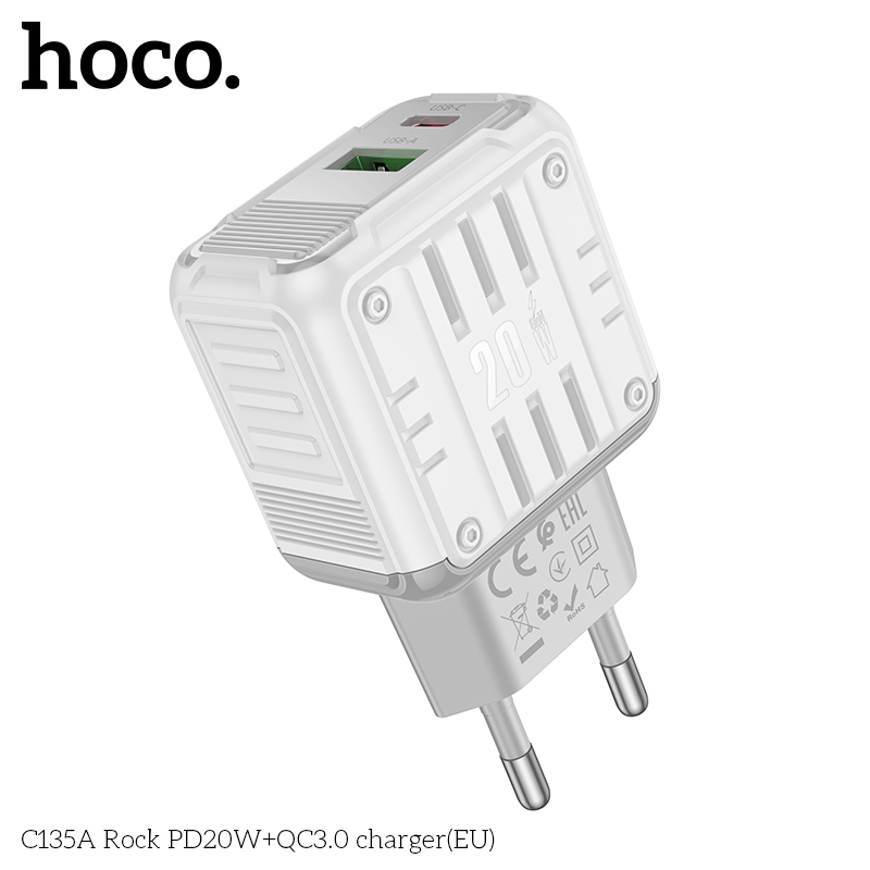 Cốc sạc nhanh Hoco c135 2 cổng PD20w+QC3.0