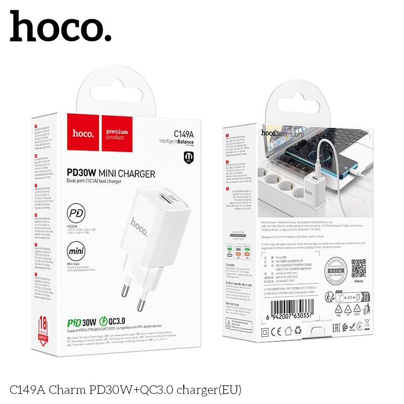 Cốc sạc Hoco C149A Charm PD30w+Qc3.0)