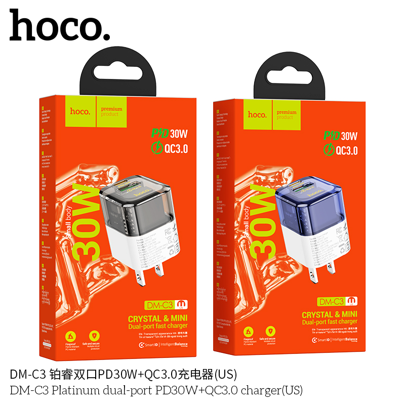 Cốc sạc nhanh Hoco DMC3 2 cổng.