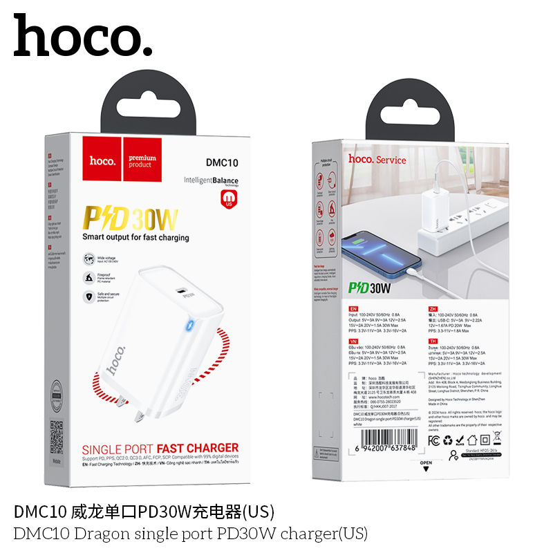 Cốc sạc Hoco DMC10 PD30w (1C)