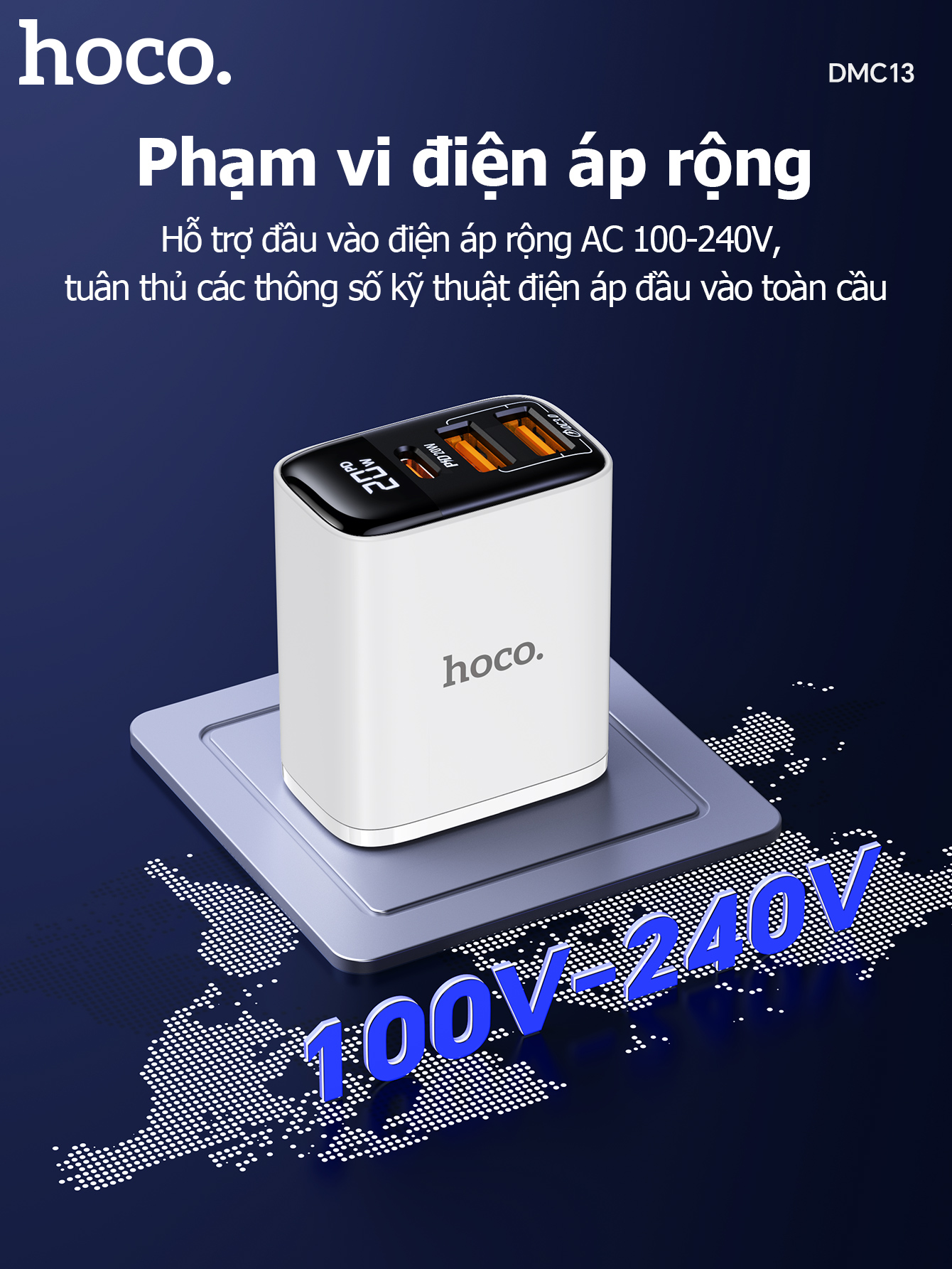 Cốc sạc Hoco DMC13 PD25w (1C2U)