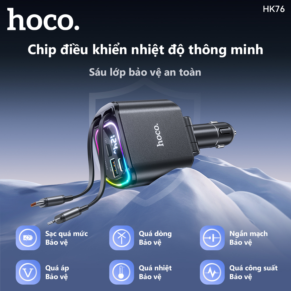 Cốc sạc xe hơi 4in1 Hoco HK76 sạc nhanh 80w
