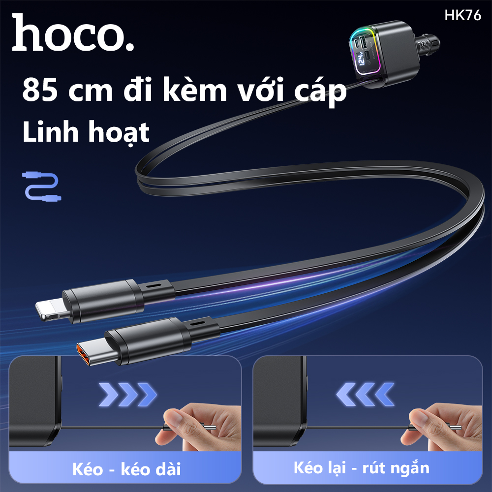 Cốc sạc xe hơi 4in1 Hoco HK76 sạc nhanh 80w