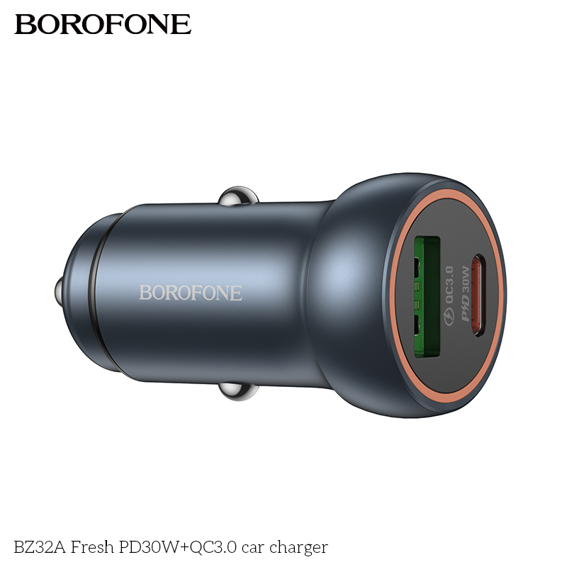 Cốc sạc ô tô Borofone nhanh BZ32A PD30w+QC3.0
