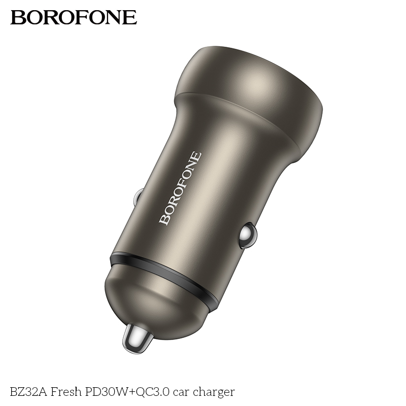 Cốc sạc ô tô Borofone nhanh BZ32A PD30w+QC3.0