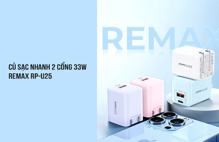 Cóc Sạc Nhanh 33W Remax RP-U25 1 USB + 1 Type C