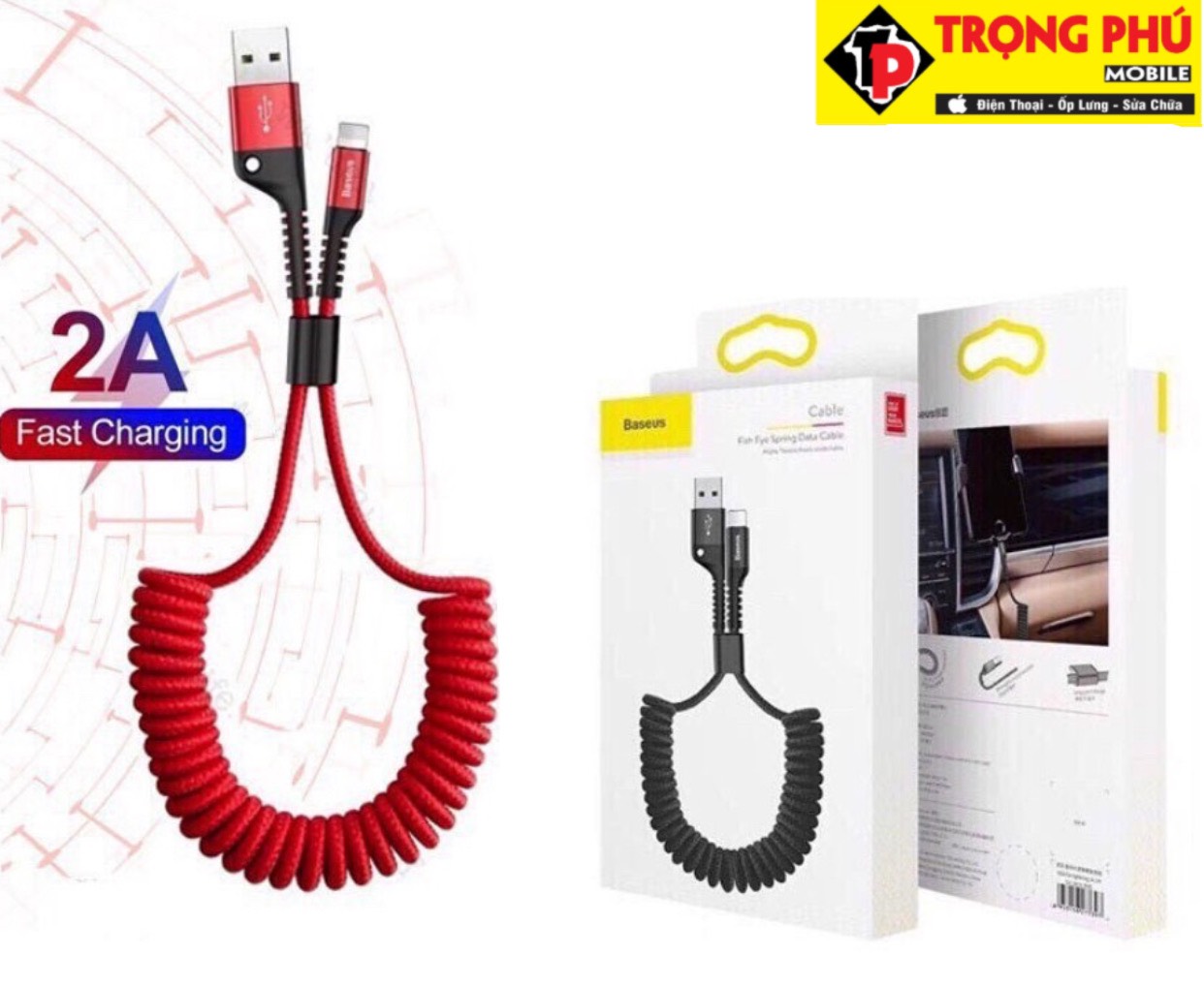 Cáp sạc Baseus Fish eye lò xo Iphone Trọng phú mobile