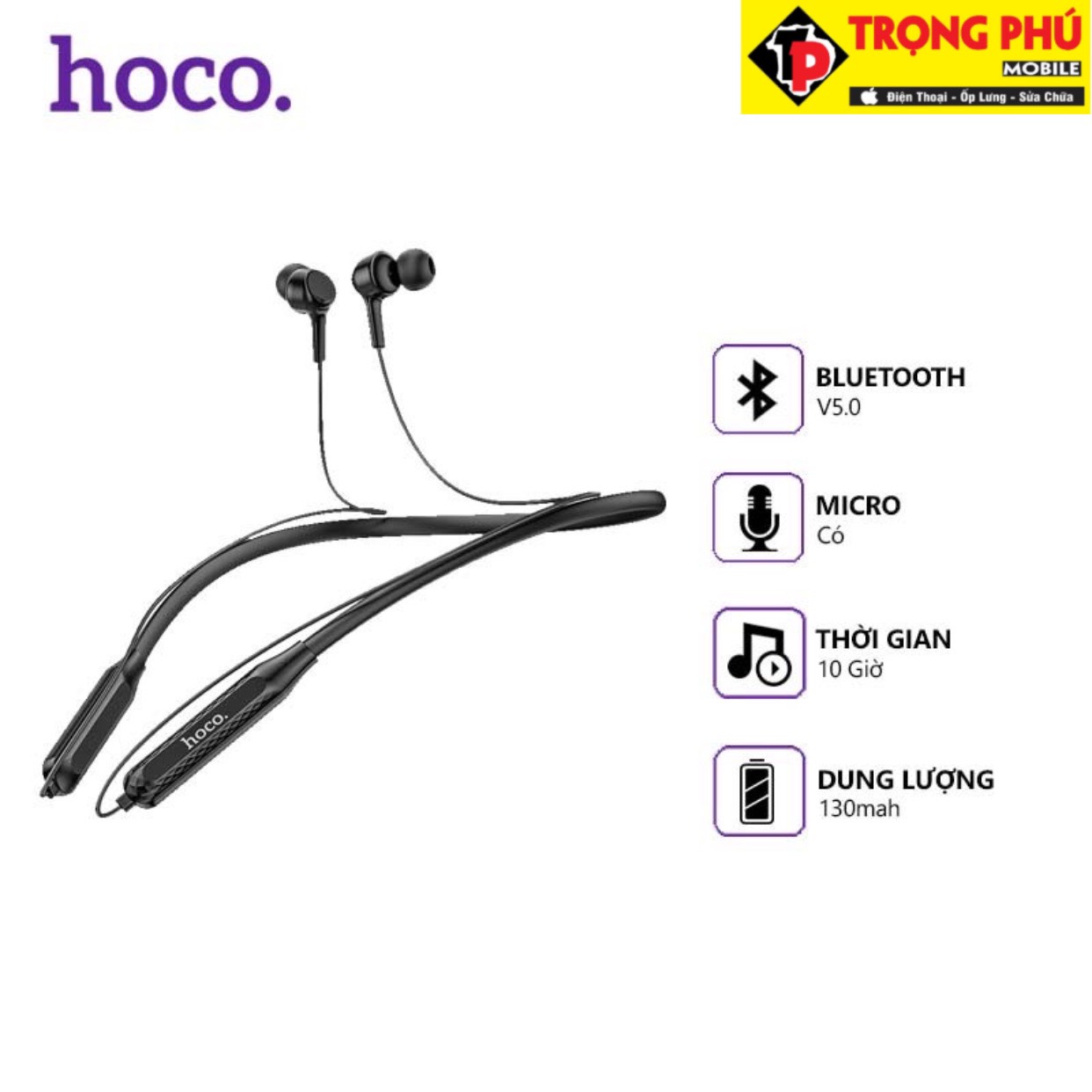 Tai nghe bluetooth thể thao Hoco es51 - Đen