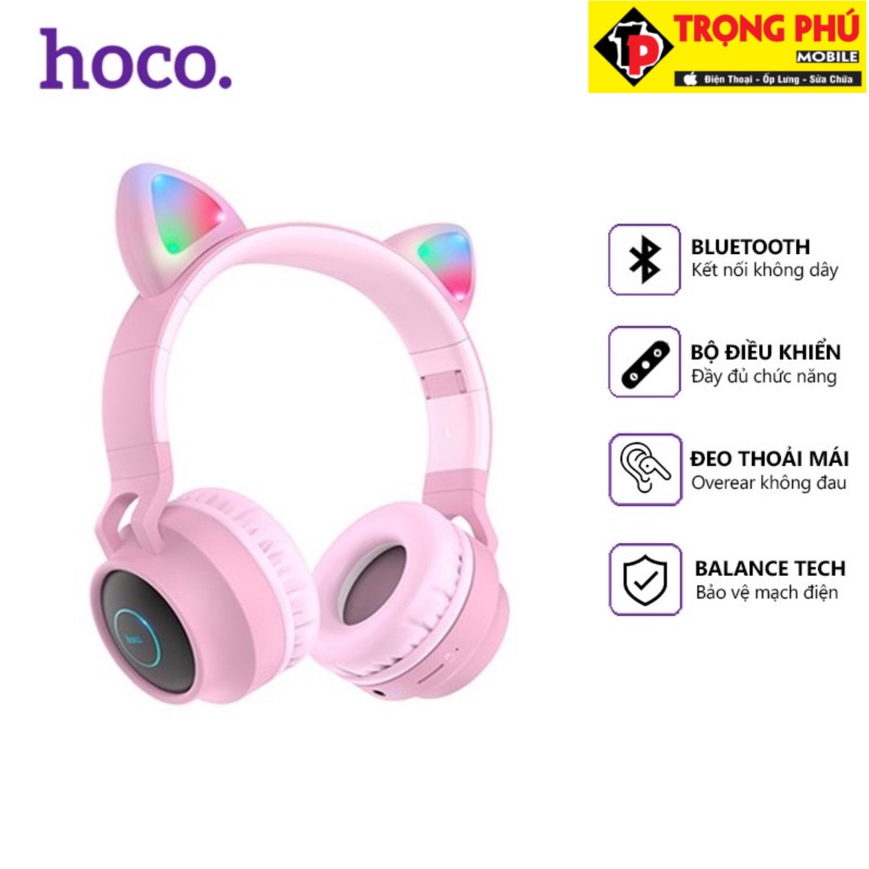 Tai nghe Bluetooth chụp Hoco W27 Tai mèo