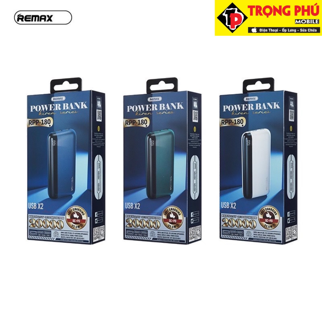 Pin dự phòng sạc nhanh 20w Remax RPP-180 20.000mah