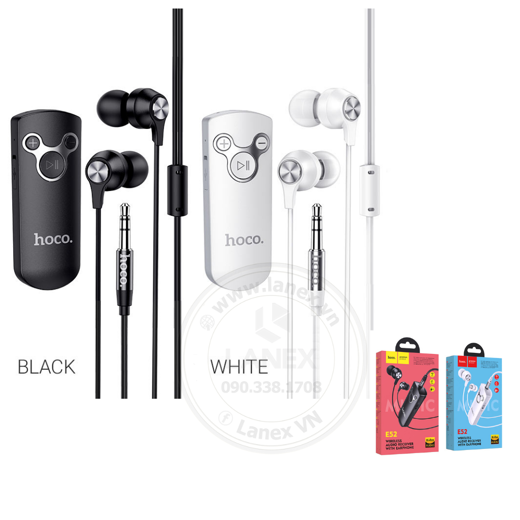 Tai Nghe Bluetooth 2 Bên Kẹp Áo V5.0 Có Mic Hoco E52 - Trắng