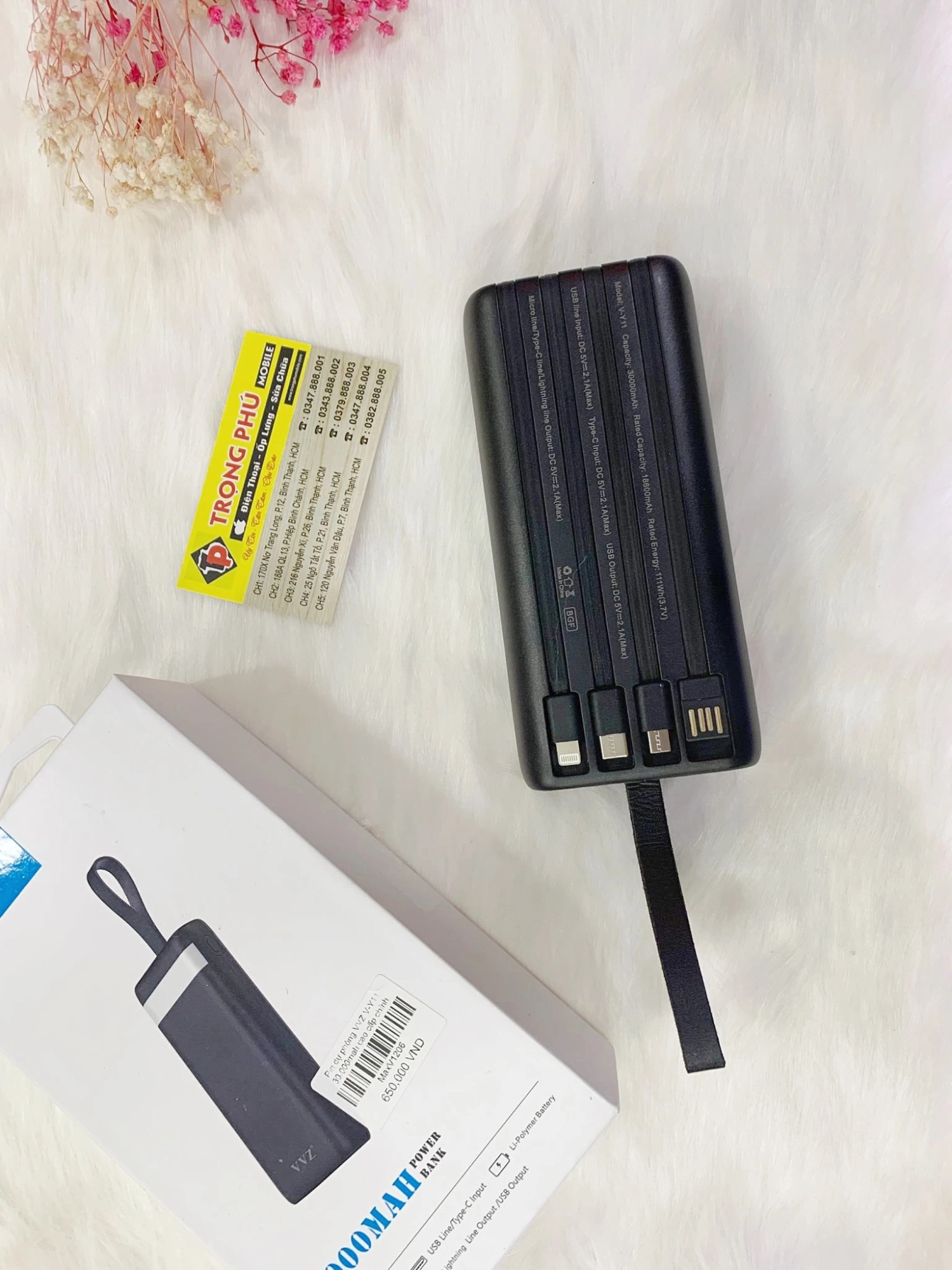 Pin dự phòng VVZ V-Y11 30.000mah cao cấp chính hãng