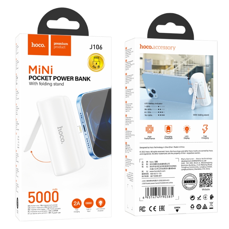Pin Sạc dự phòng Hoco J106 5000mah cắm sẳn