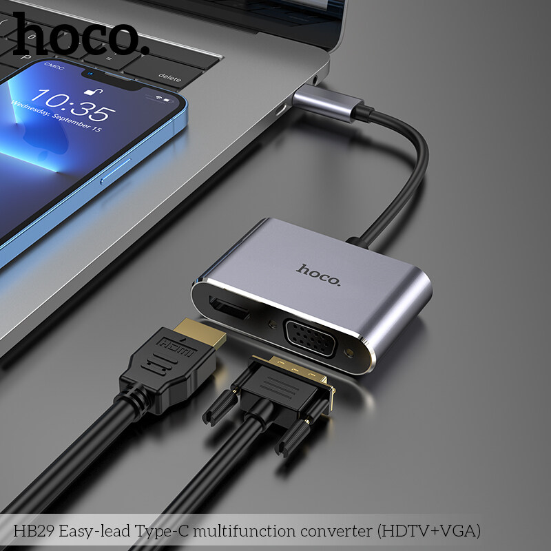 Cáp chuyển HOCO HB29 Type-c ra (HDMI + VGA)