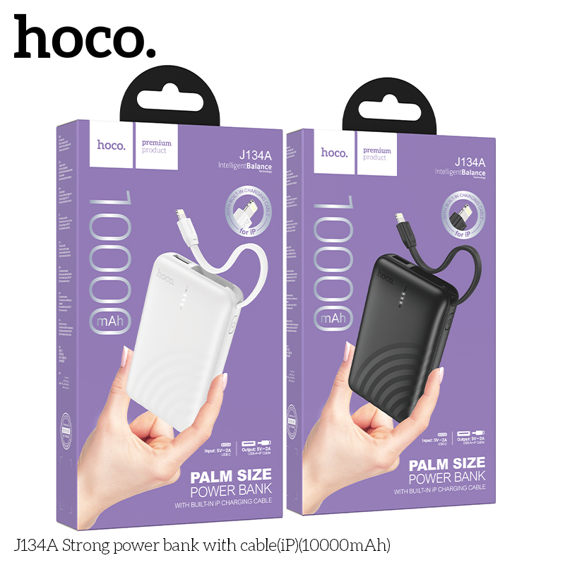 Pin sạc dự phòng Hoco J134A 10.000mah dây iphone