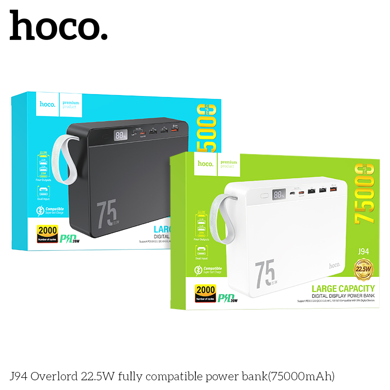 Pin Sạc dự phòng Hoco J94 75.000mah 22,5w đen