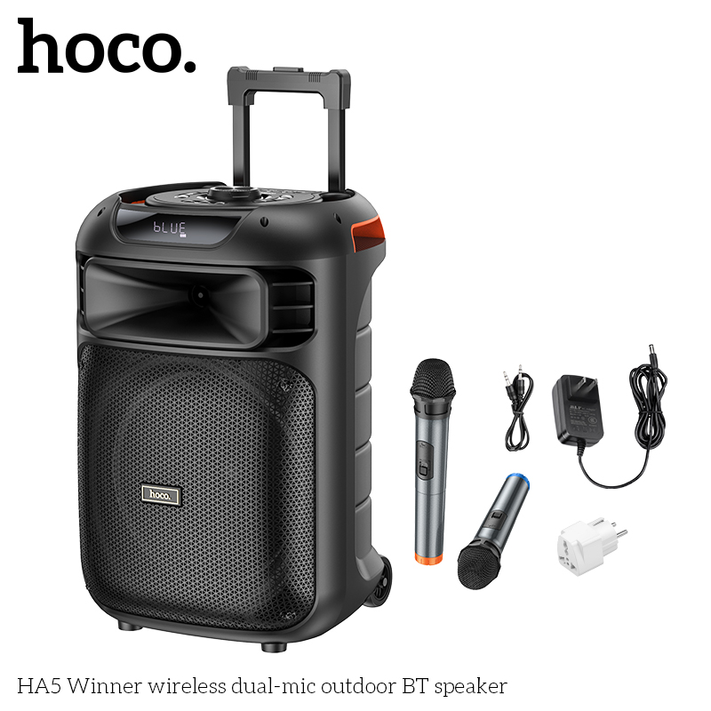 Loa Bluetooth Kéo Hoco HA5 kèm 2 mic không dây 60w