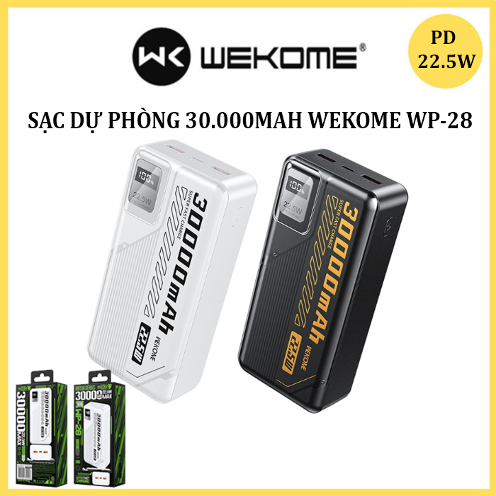 Pin Dự Phòng Sạc Nhanh 22.5W Wekome WP-28 30.000mAh (BP)