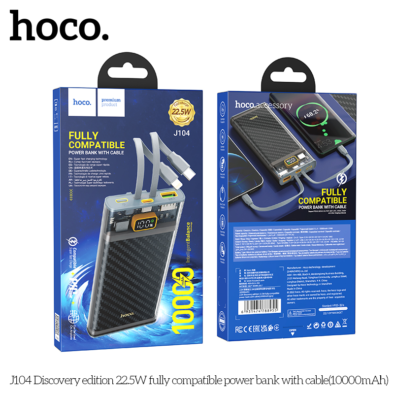 Pin sạc dự phòng Hoco J104 trong suốt 10.000mah