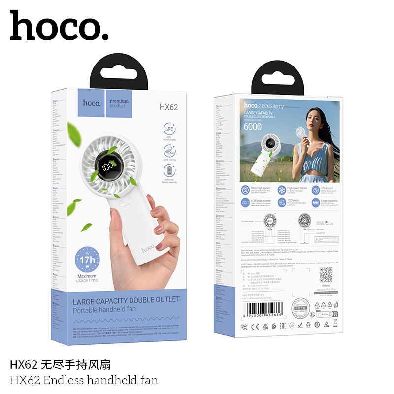 Quạt cầm tay làm mát Hoco HX62 (5-17h)