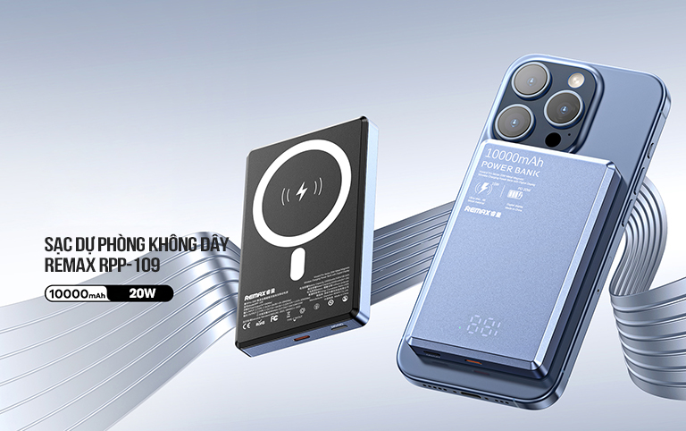 Pin Dự Phòng Sạc Không Dây 20W Remax RPP-109 10.000mah
