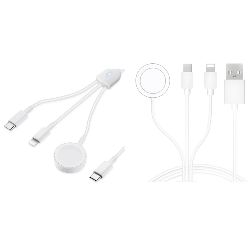 Cáp sạc 3in1 3 đầu Iphone Lighting, TypeC Apple watch