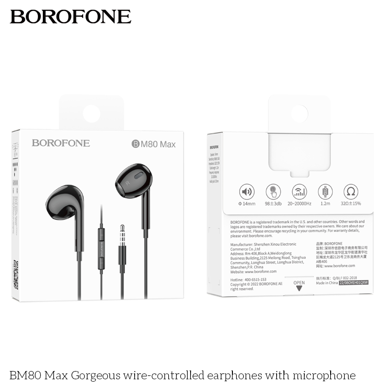 Tai nghe dây Borofone BM80 Max chui tròn 3.5