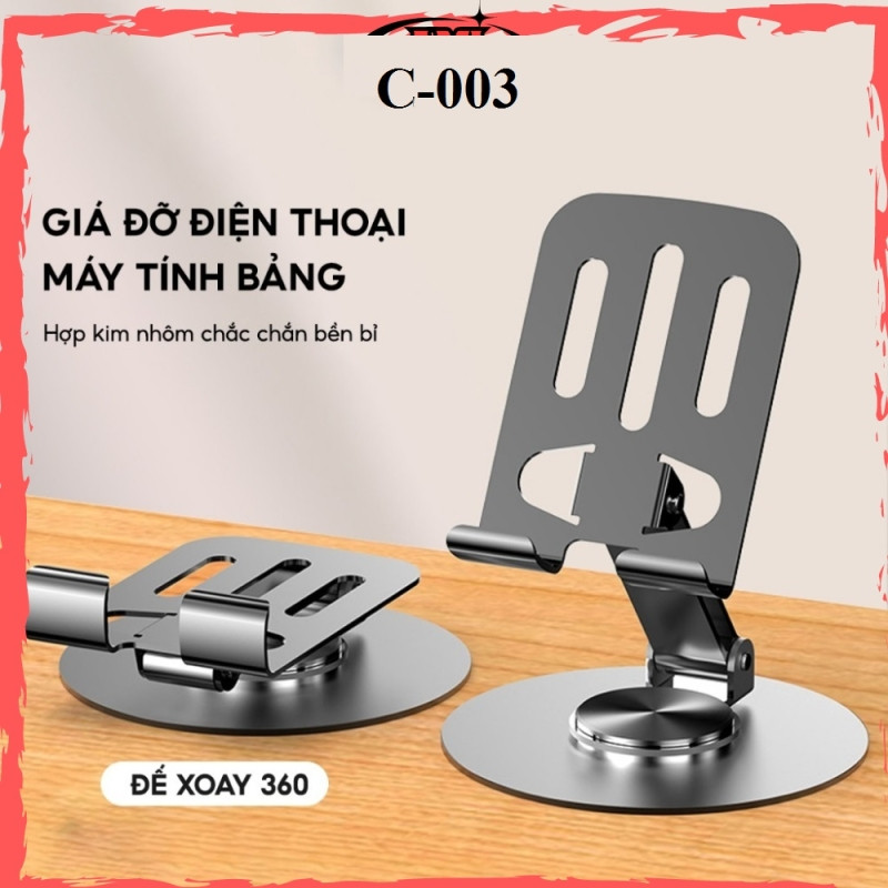 Kệ giá đỡ điện thoại kim loại xoay 360 C-003