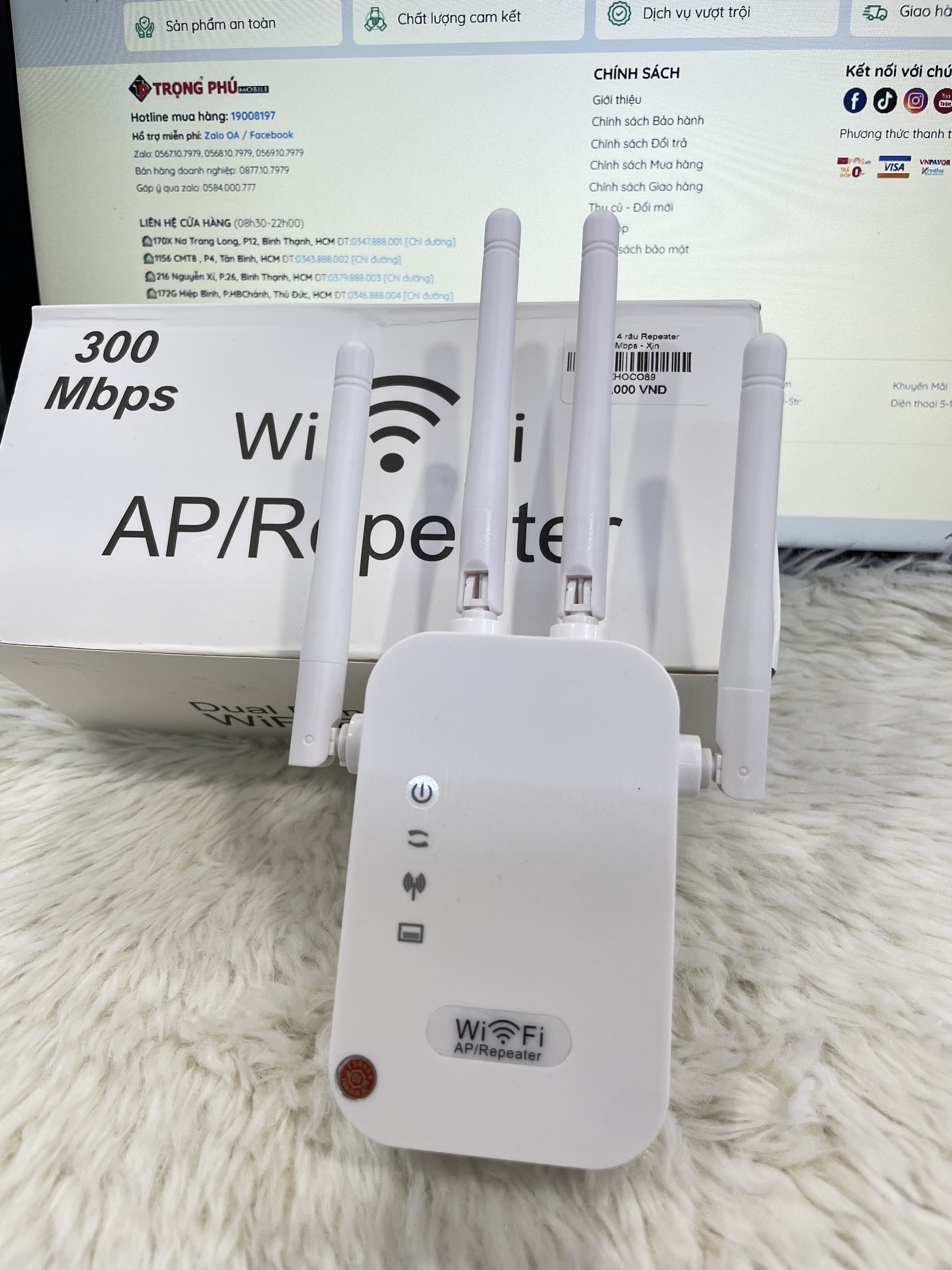 Kích wifi 4 râu Repeater 300Mbps