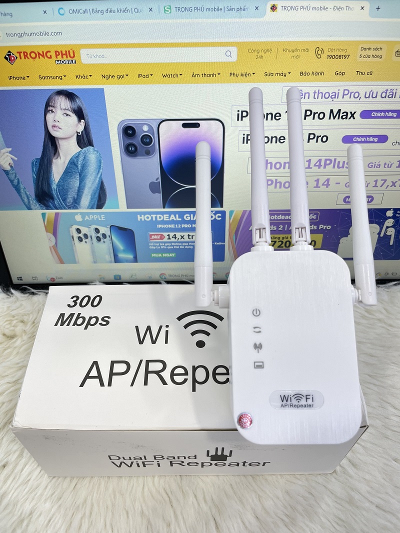 Kích wifi 4 râu Repeater 300Mbps