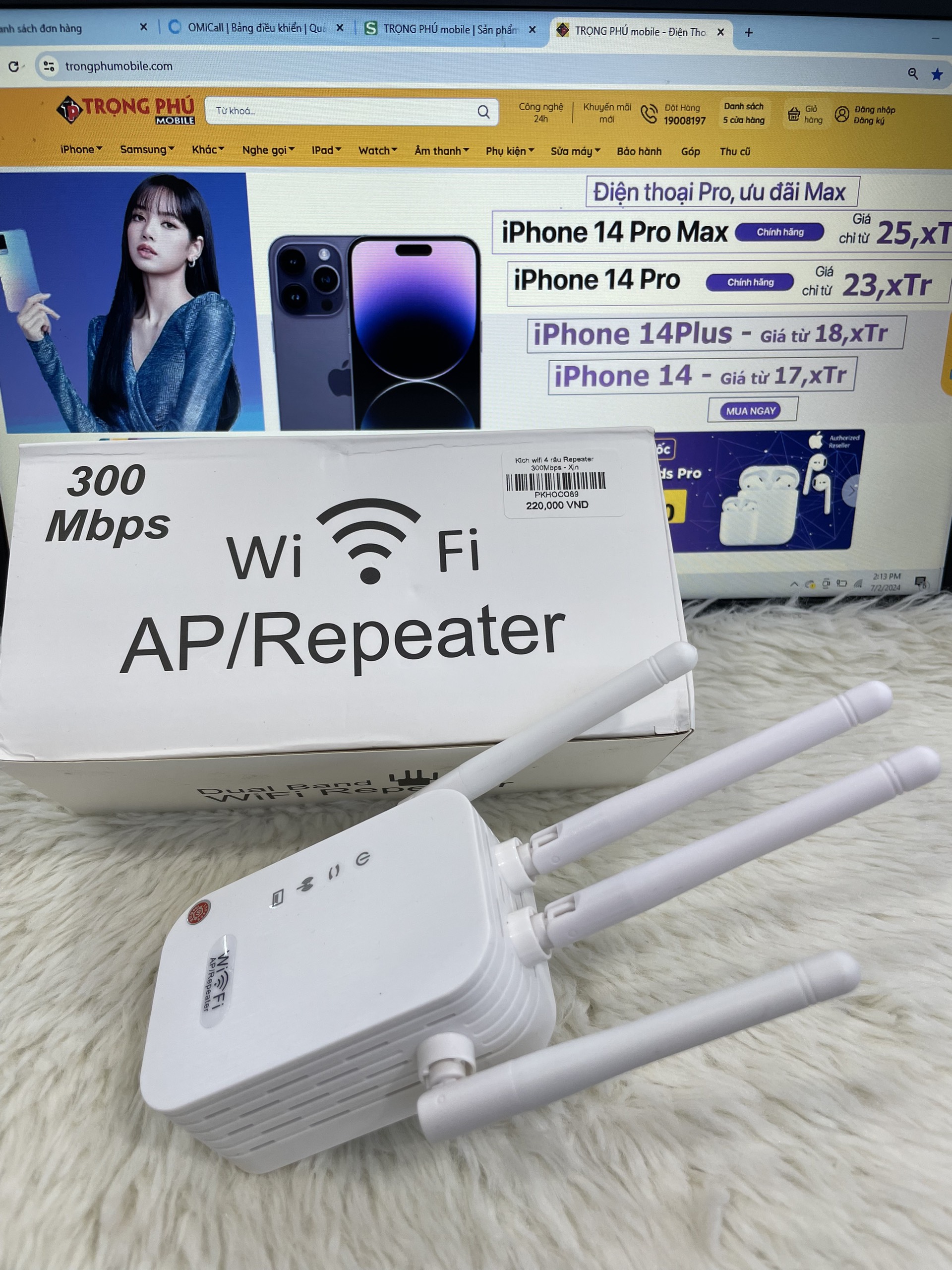 Kích wifi 4 râu Repeater 300Mbps