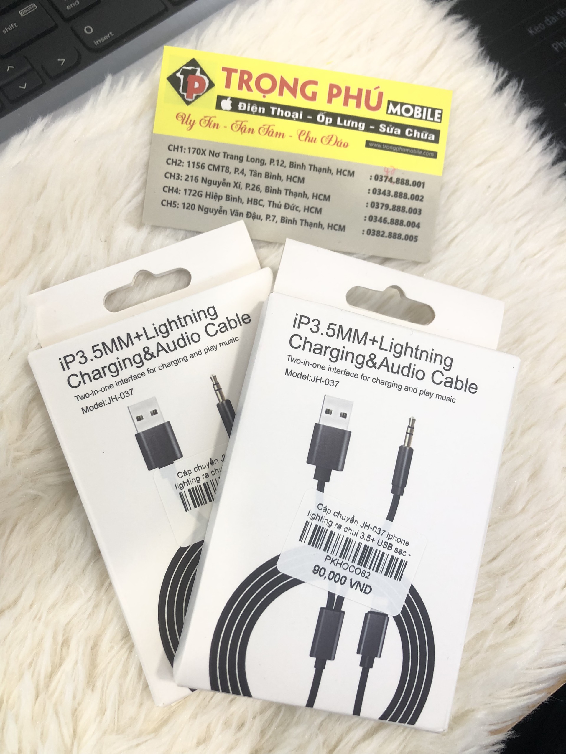 Cáp chuyển JH-037 iphone lighting ra chui 3.5+ USB sạc