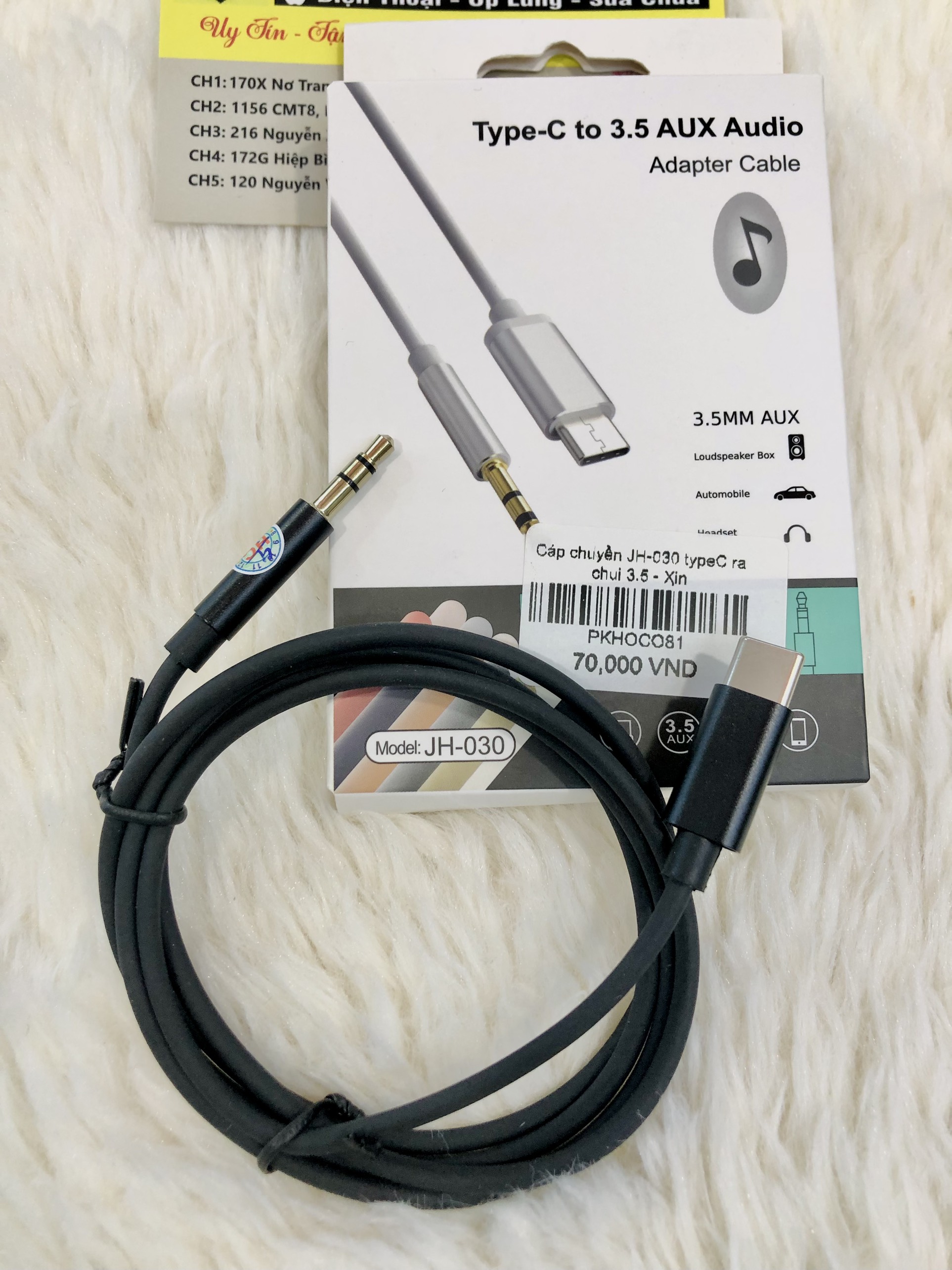 Cáp chuyển JH-030 typeC ra chui 3.5