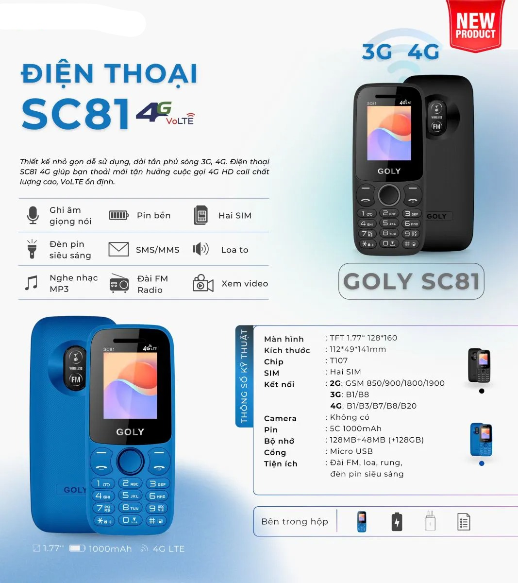 Điện thoại Goly SC81 chính hãng 4g chuẩn