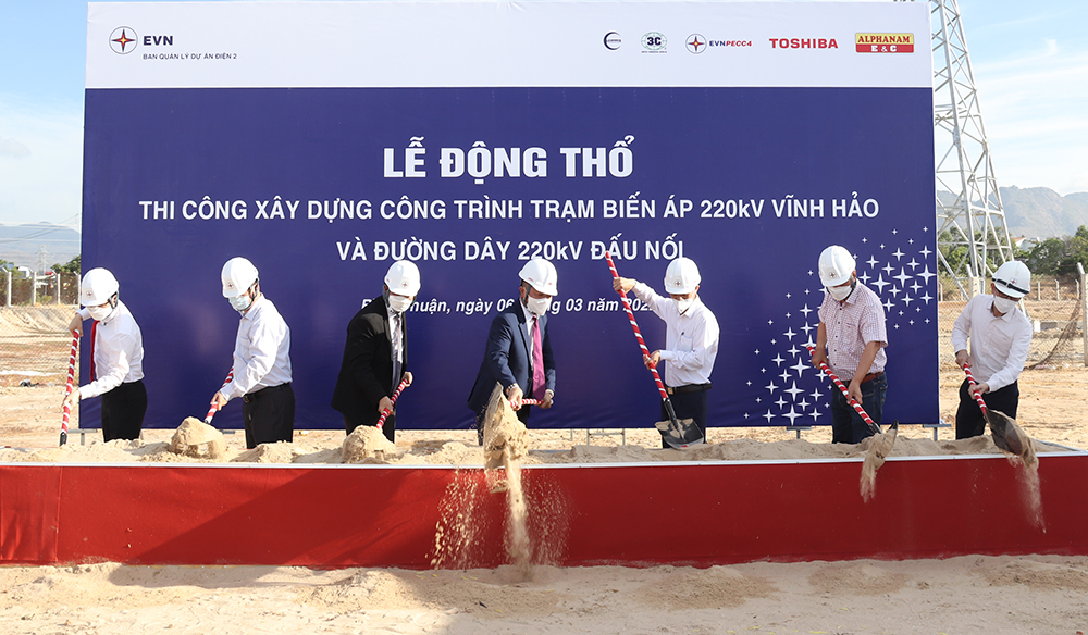 Thi công Trạm biến áp 220kV Vĩnh Hảo và đường dây đấu nối