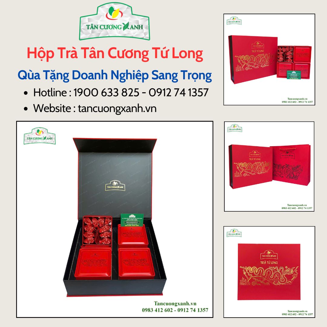 Hộp Trà Tứ Long – Quà Tặng Chè Thái Nguyên Cao Cấp Dành Cho Doanh Nghiệp Dịp Tết Nguyên Đán Ất Tỵ 2025