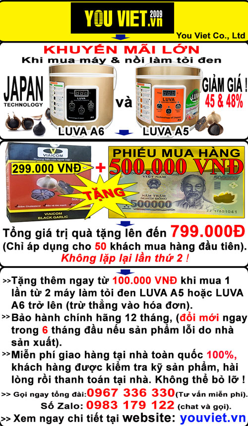 Máy làm tỏi đen LUVA khuyến mãi lớn!