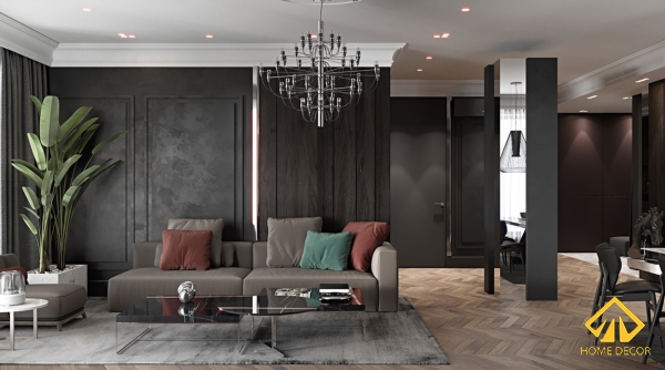 Thiết kế nội thất chung cư thực tế với phong cách trầm tối giản