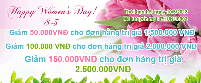 Chương trình khuyến mãi mừng ngày phụ nữ 8-3