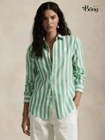 Sơ mi Massimo Dutti cổ đức kẻ dáng loose