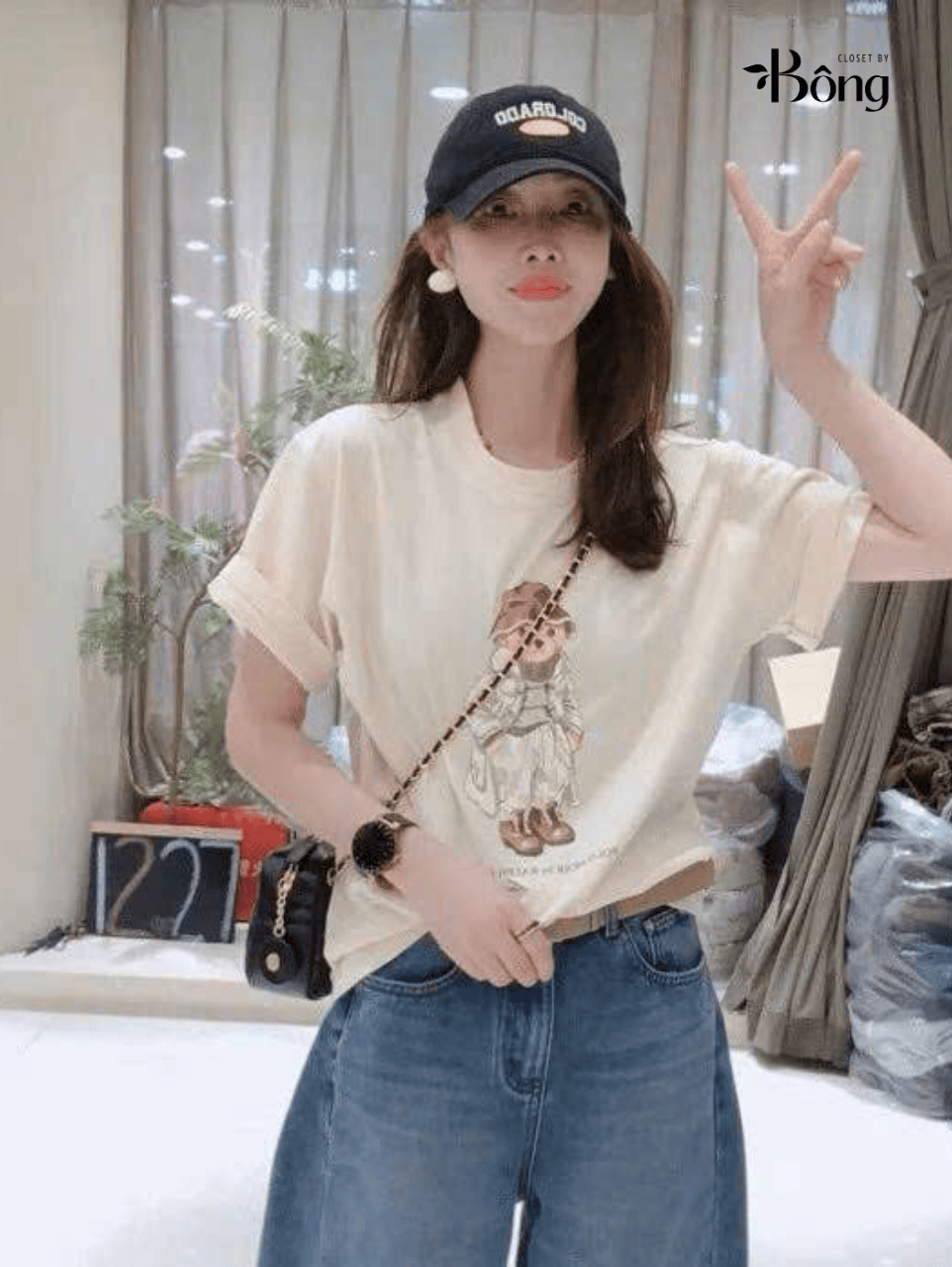 Tshirt Polo gấu màu beirge
