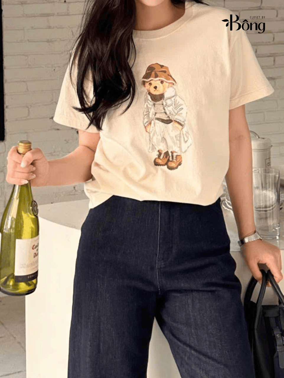 Tshirt Polo gấu màu beirge