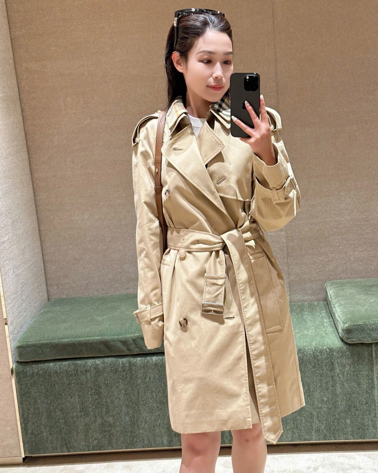 Trenchcoat BBR chất kaki dáng lửng kèm belt