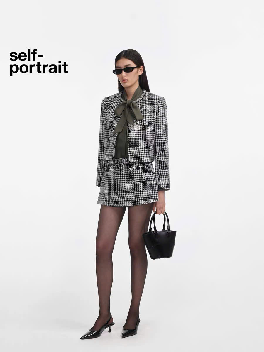 ÁO KHOÁC CRYSTAL VIỀN HOUNDSTOOTH