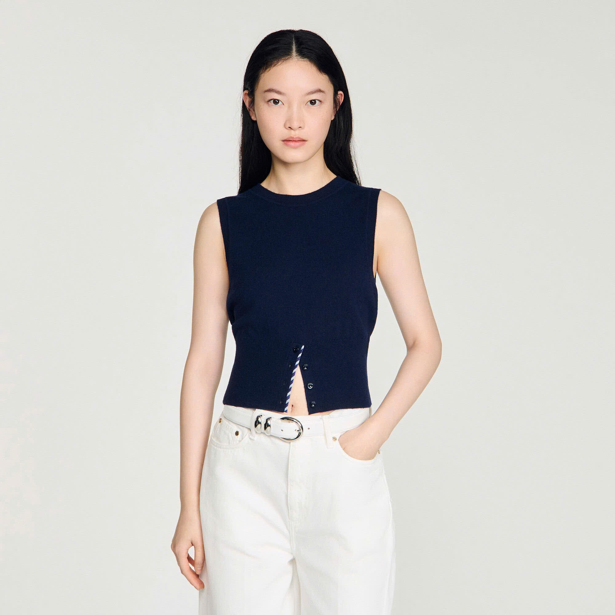 ÁO LEN CASHMERE NGẮN TAY KẺ SỌC