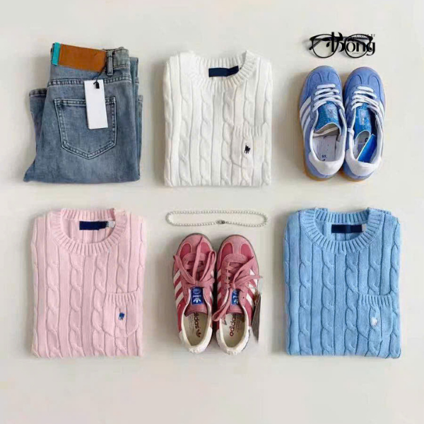 Áo len Polo cổ tròn vặn thừng ngắn tay 5 màu - Xám - M