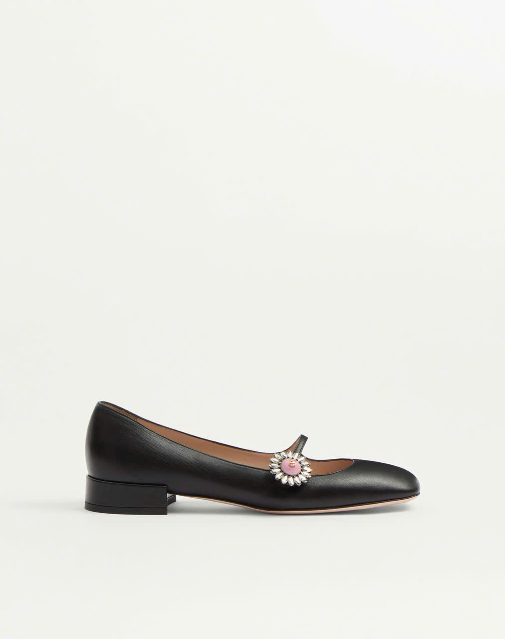 Giày búp bê Mary-Jane Preshoes Ballerina bằng da Kidskin có nút đính đá