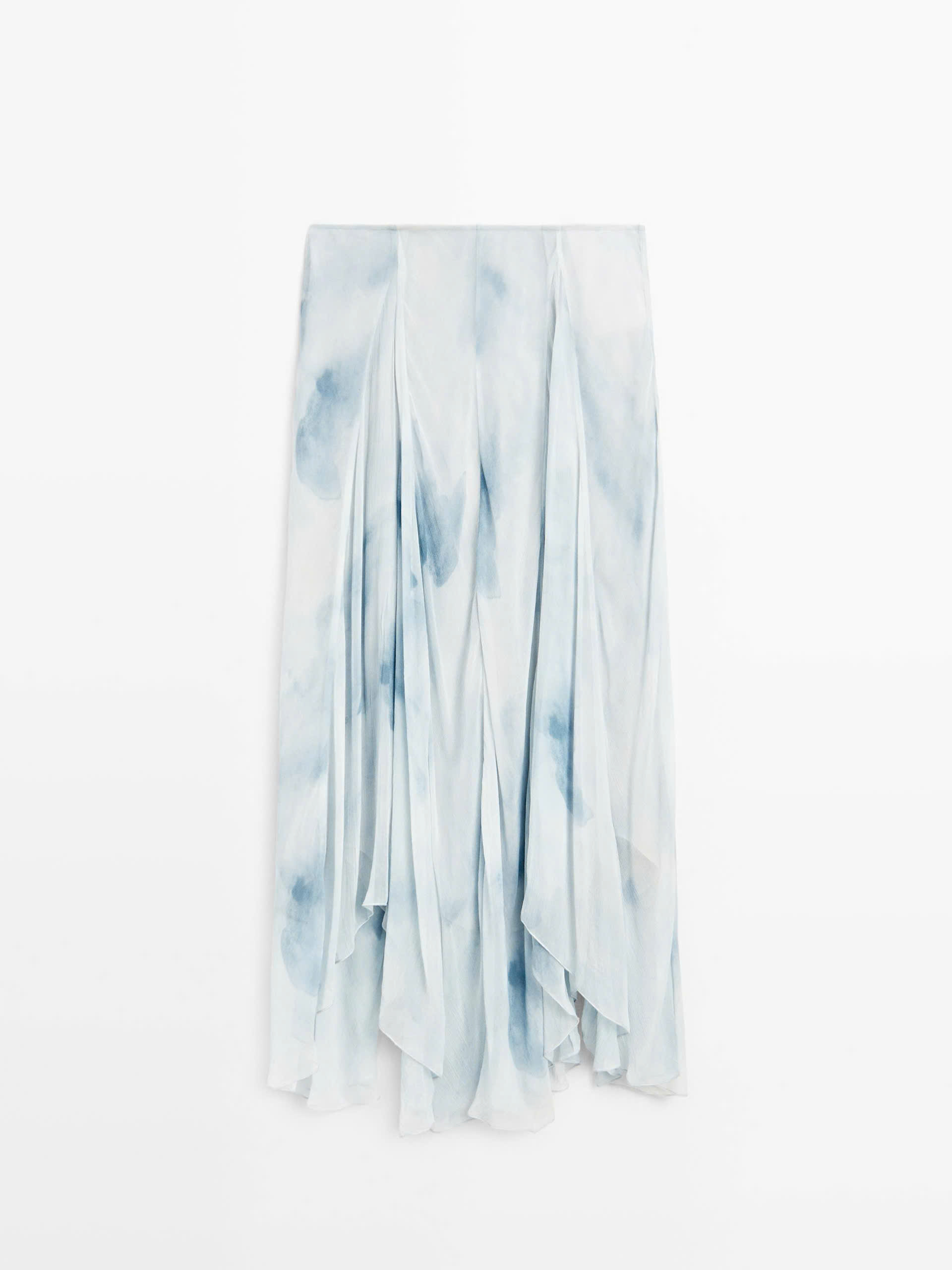 Chân váy midi Massimo Dutti voan tơ màu xanh ombre