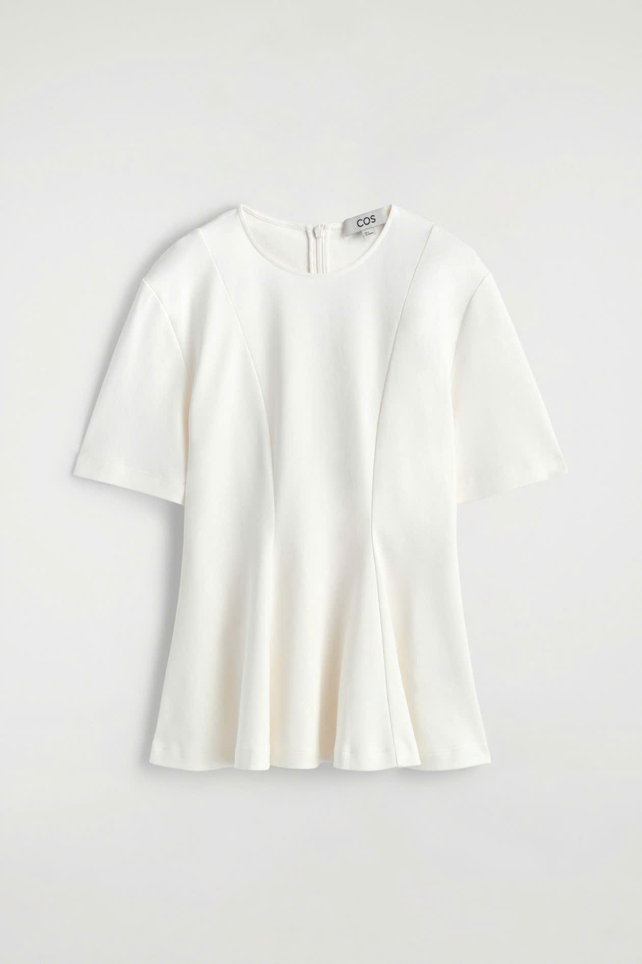 Áo COS dáng peplum cotton màu trắng